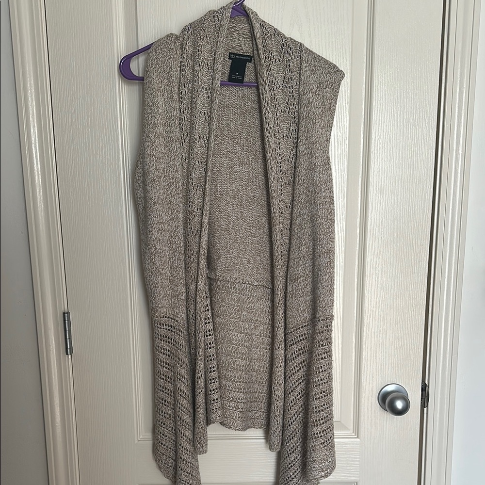 New Directions tan Long Open Front Cardigan